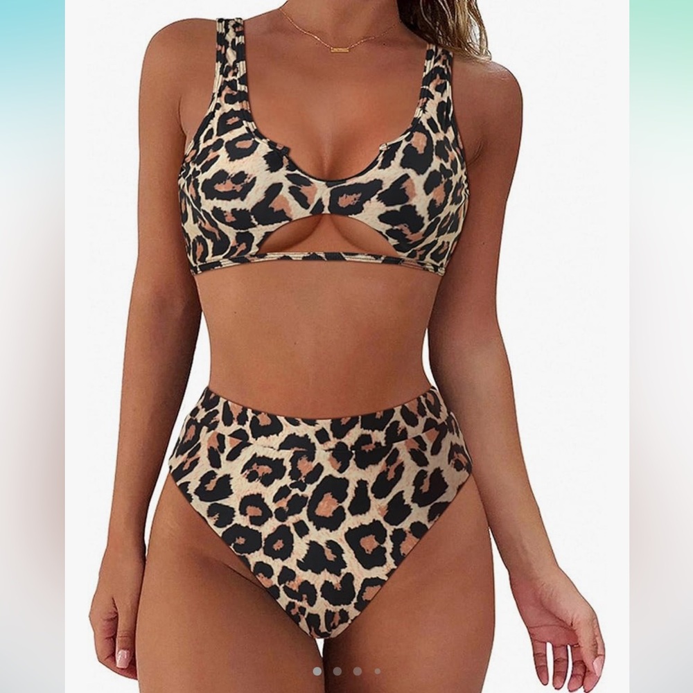❤️SUUKSESS❤️Women Cutout Bikini Top Padded - Leopard